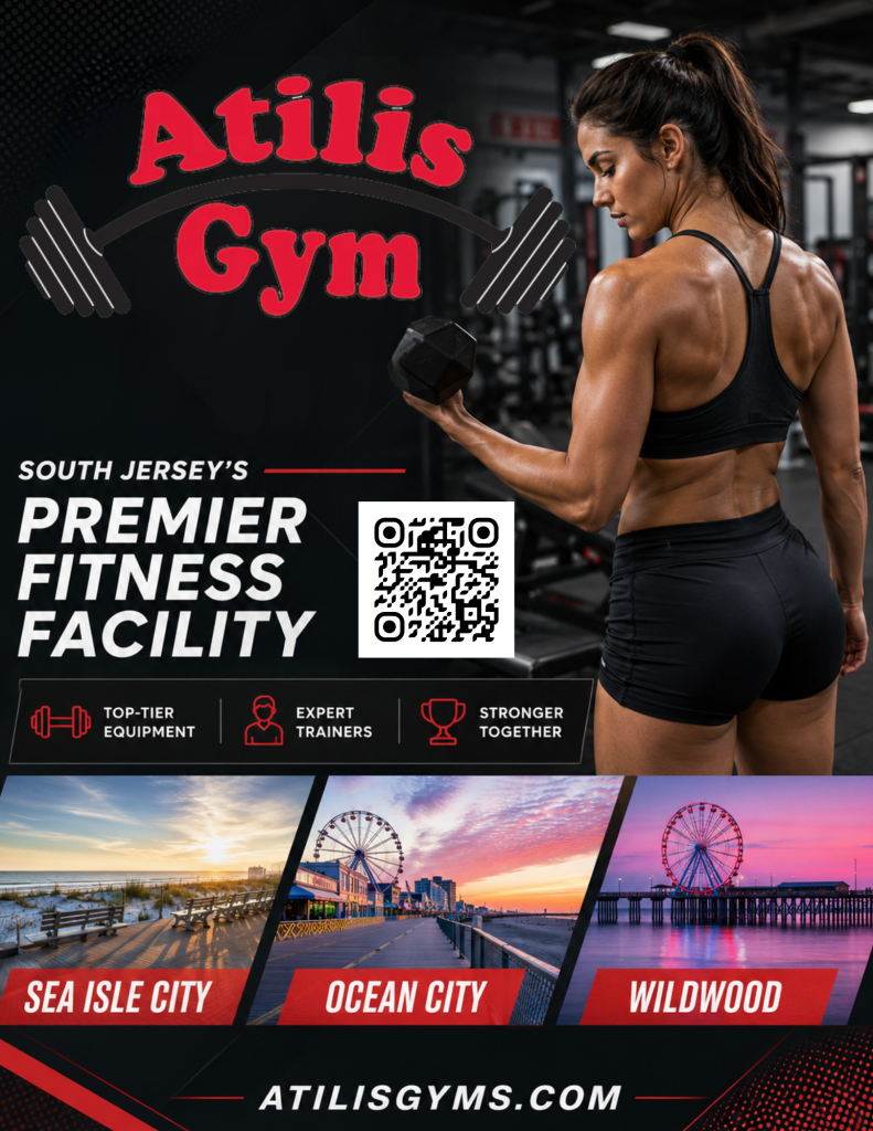 Atilis Gym interior in Wildwood NJ featuring modern fitness equipment and workout area - find exclusive deals