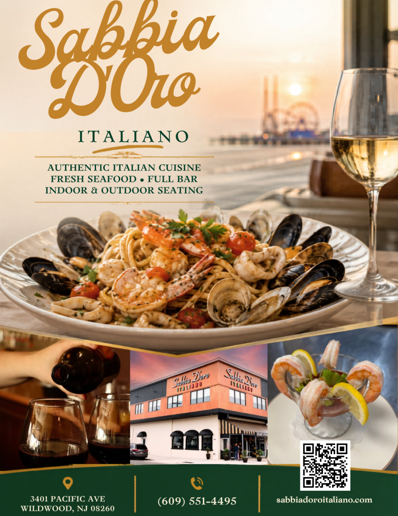 Sabbia D'Oro Italiano restaurant exterior at 3401 Pacific Avenue Wildwood NJ - fine Italian dining