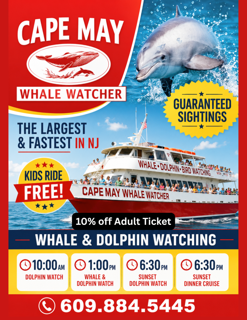 Cape May Whale Watchers coupon code and NJ whale watching boat tour
